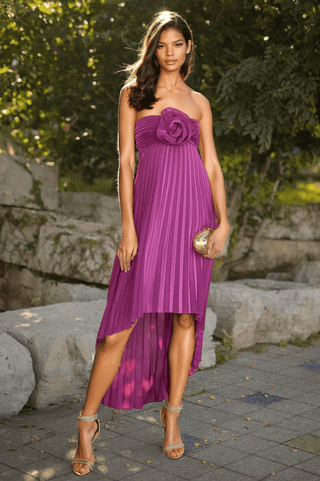The Liliana | Fuchsia Strapless High-Low Cocktail Dress