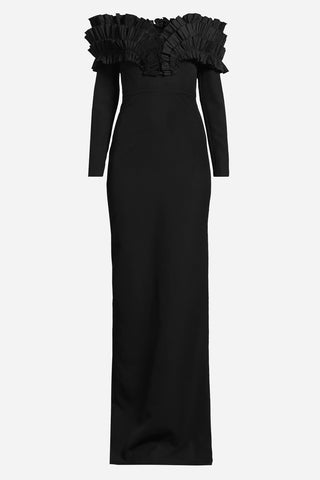 The Charlotte | Long Sleeve Black Gown