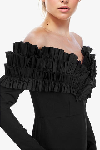 The Charlotte | Long Sleeve Black Gown