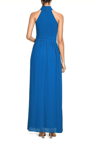 The Leah | Cobalt Criss-Cross Halter Maxi Dress