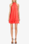 The Ava | Coral Ruffle Halter Neck Cocktail Dress
