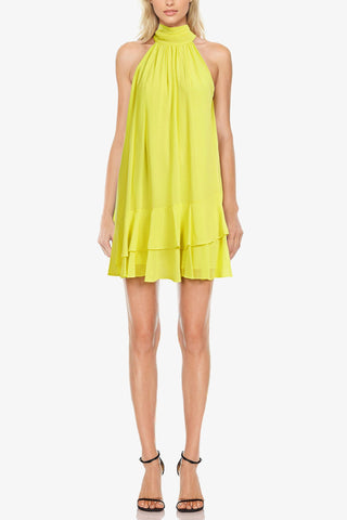 The Ava | Lemon Ruffle Halter Neck Cocktail Dress