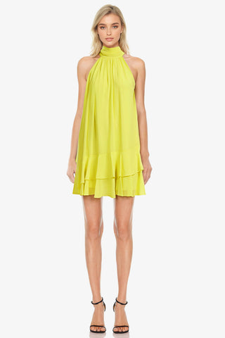 The Ava | Lemon Ruffle Halter Neck Cocktail Dress