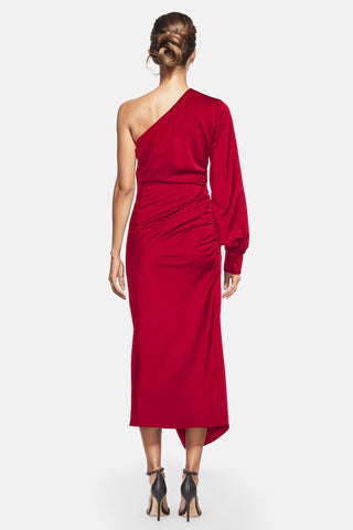 The Elana | Ruby One-Shoulder Midi Cocktail Dress