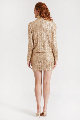 The Artemis | Silver Sequin Long Sleeve Mini Cocktail Dress