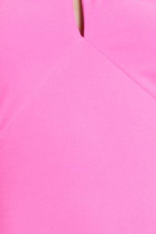 The Hali | Neon Pink Twisted Neck Backless Jersey Maxi Dress