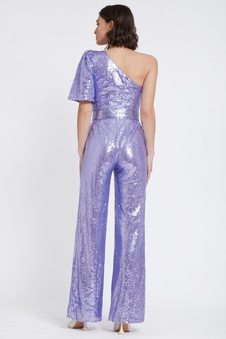 ONE33 Social women's sequined jumpsuit in purple