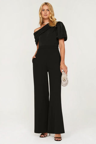 One33 Social Short Sleeve, Cold Shoulder Jumpsuit (No Belt)