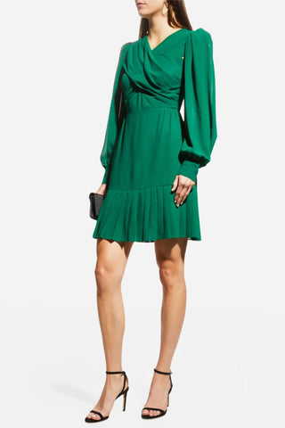 The Fiona | Emerald Green Cocktail Dress with Sleeves
