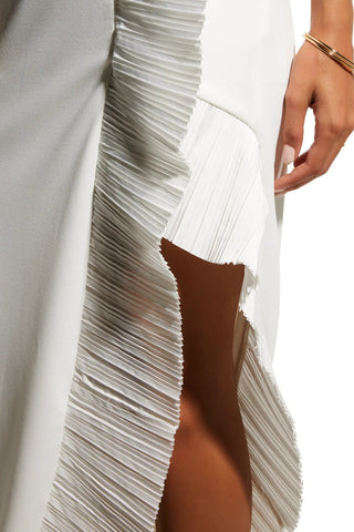 The Mercer | Ivory Pleated Ruffle Gown
